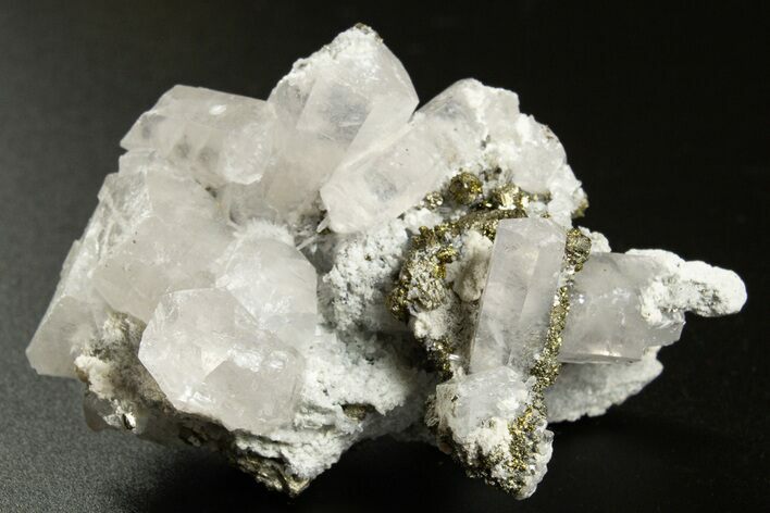 Columnar Calcite w/ Sparkling Chalcopyrite & Pyrite - Fluorescent! #330105